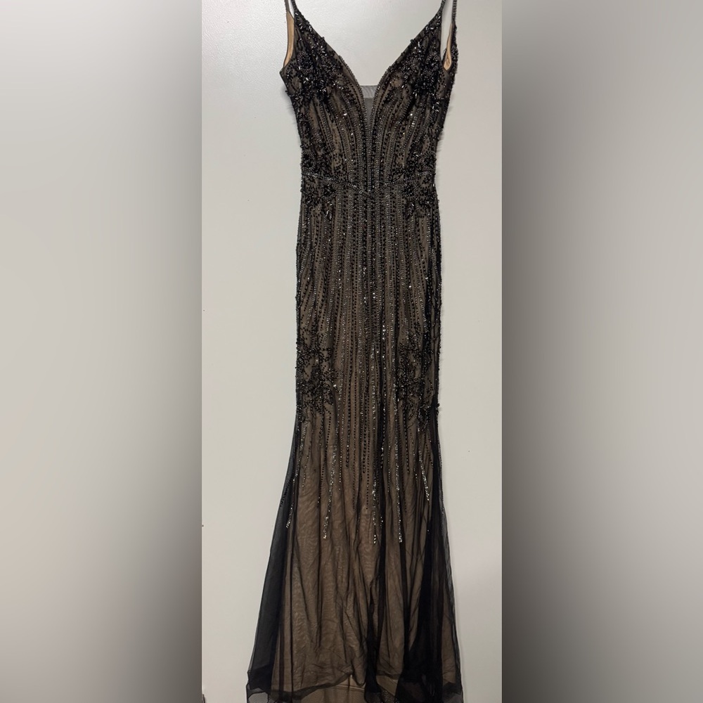 Rachel Allan Black Sequin Embellished Gown